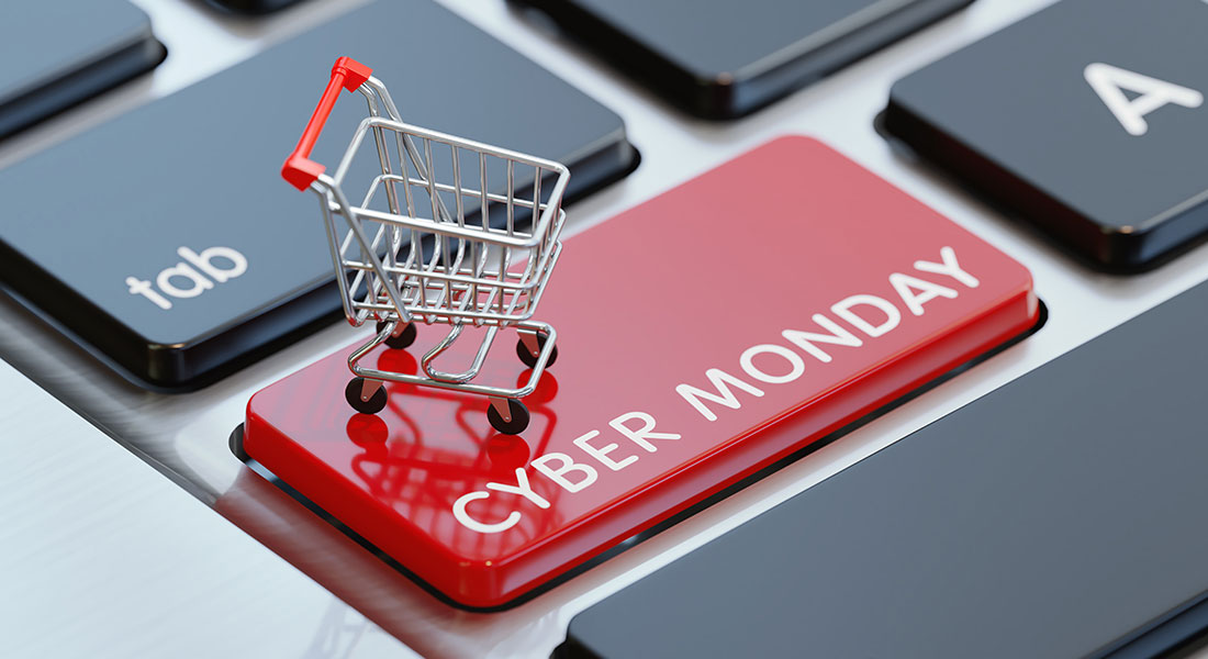 how to prepare your business for cyber monday, toy shopping cart on cyber monday keyboard button