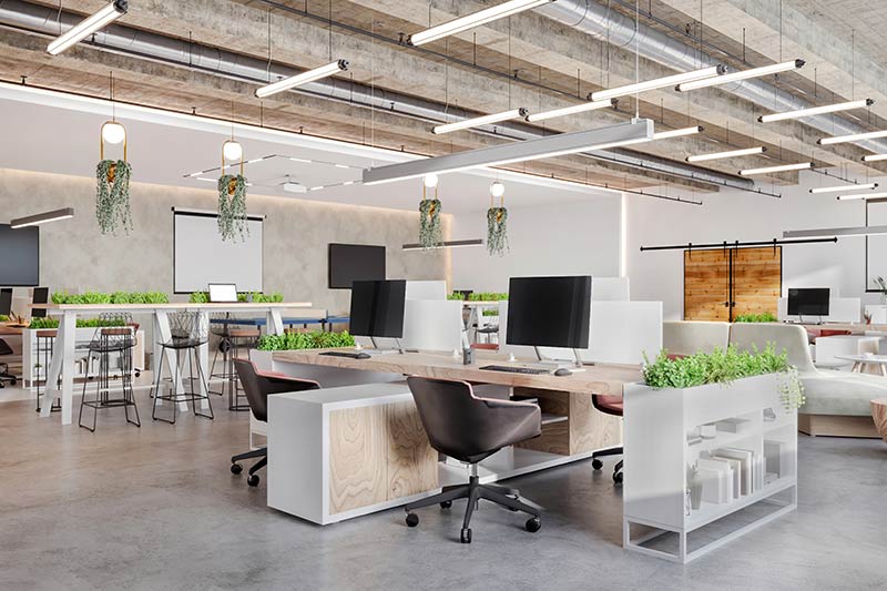 modern office with led lighting