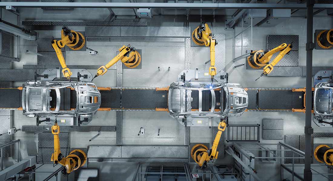 overhead view of robotics manufacturing facility, six reasons vendors offer financing
