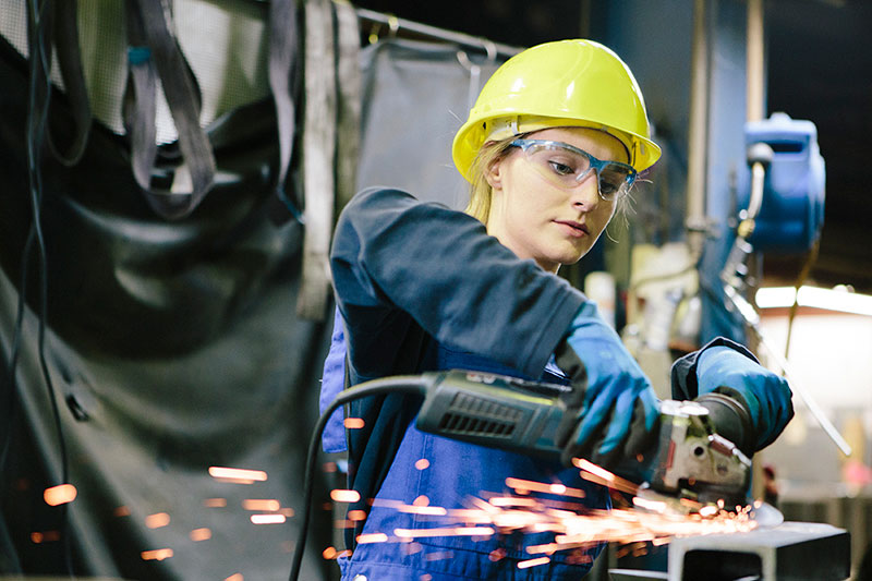 female metal shop worker, metalworking equipment financing